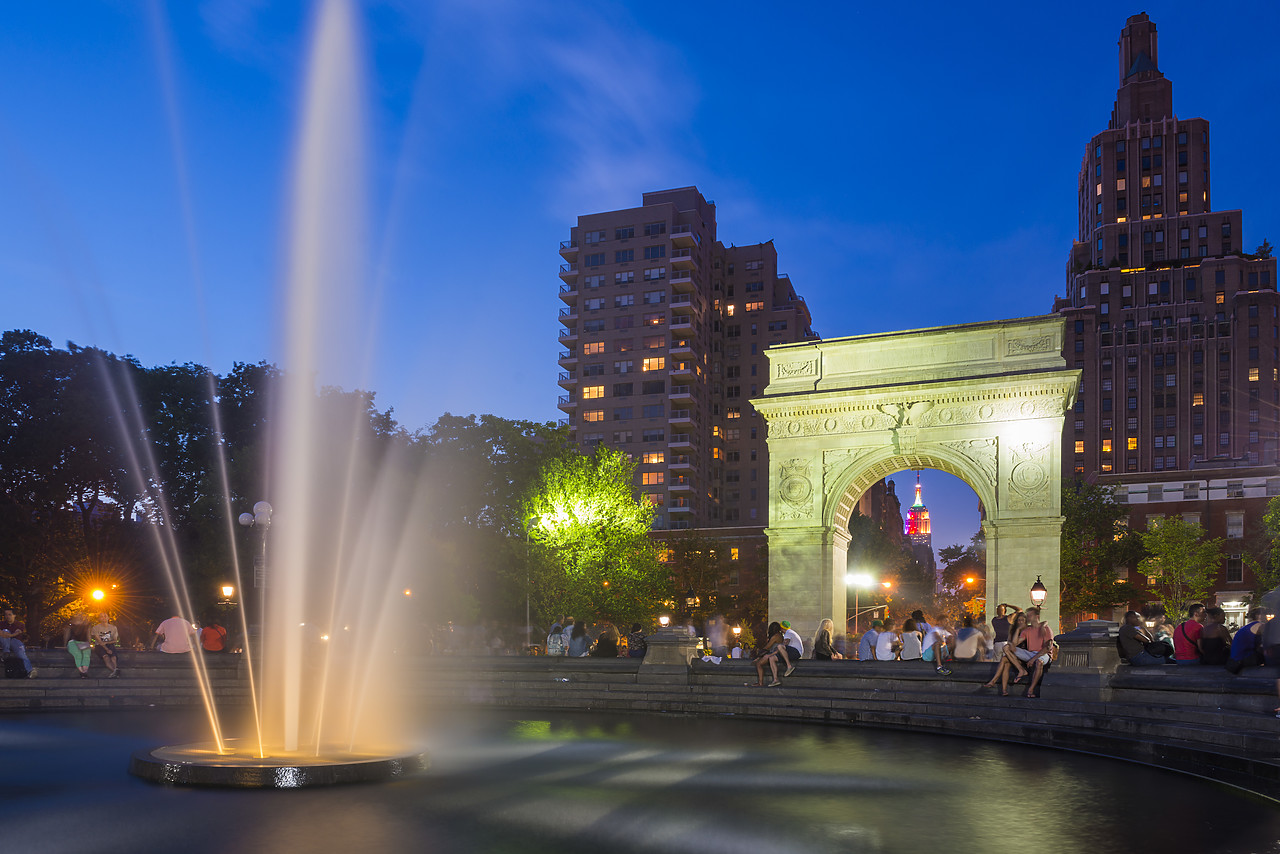 #130219-1 - Washington Park Fountain at Night, New York City, NY, USA