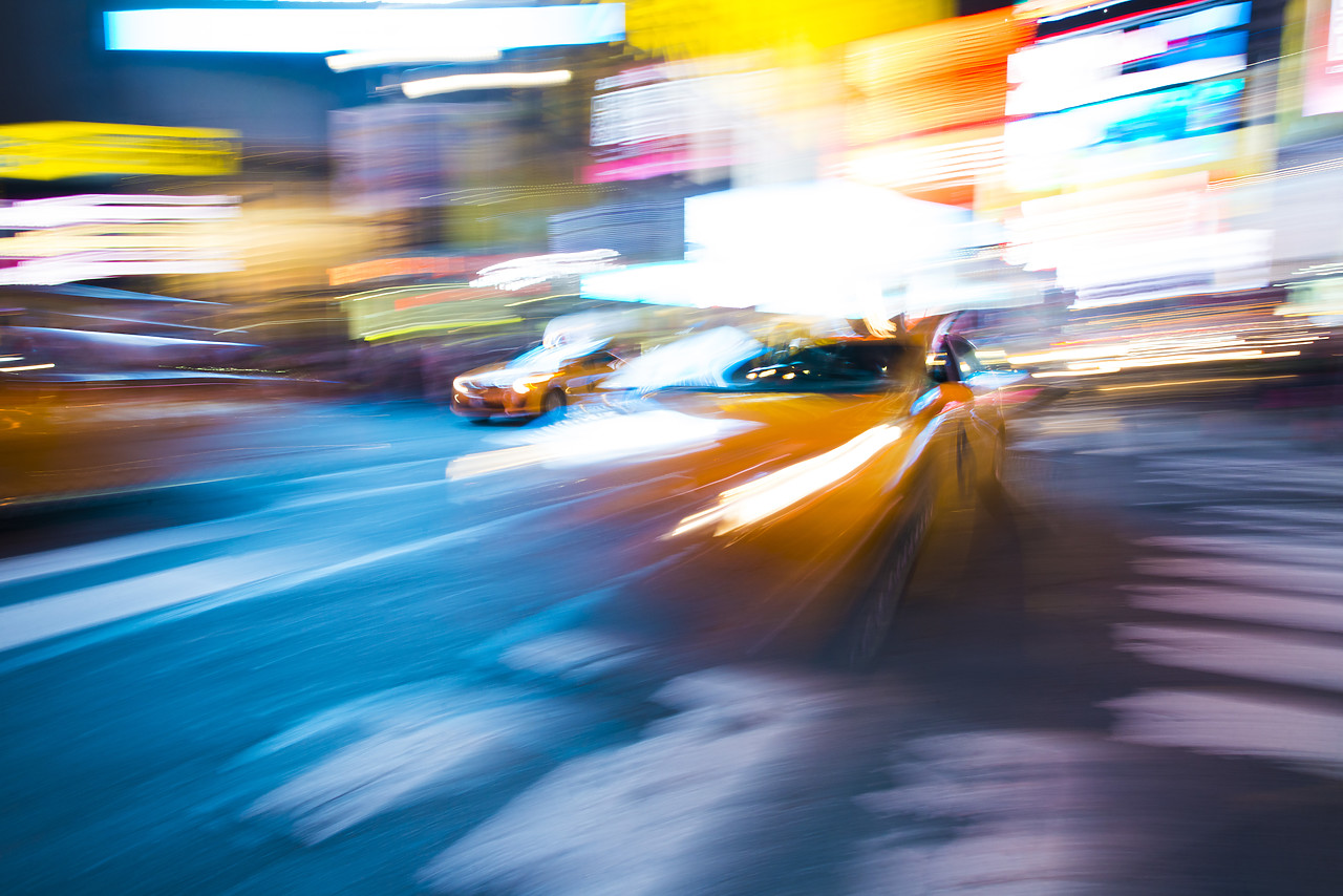 #130226-1 - Taxi Cab Blur, Times Square, New York City, NY, USA