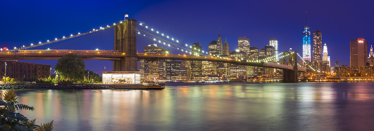 #130228-1 - Brooklyn Bridge & Manhattan Skyline at Night, New York City, NY, USA