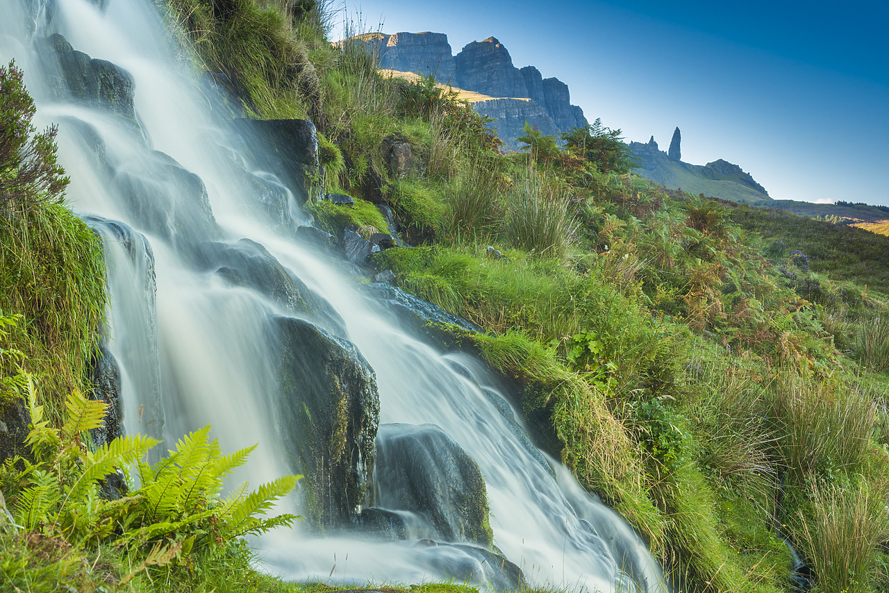 #130278-1 - Waterfall & Old Man of Storr, Isle of Skye, Scotland