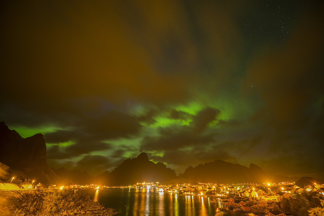 #130299-1 - Aurora Borealis over Reine, Lofoten Islands, Norway
