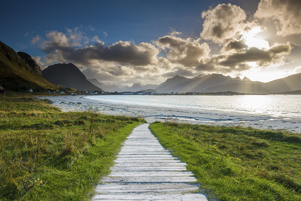 #130316-1 - Boardwalk Leading to Ramberg Beach, Lofoten Islands, Norway