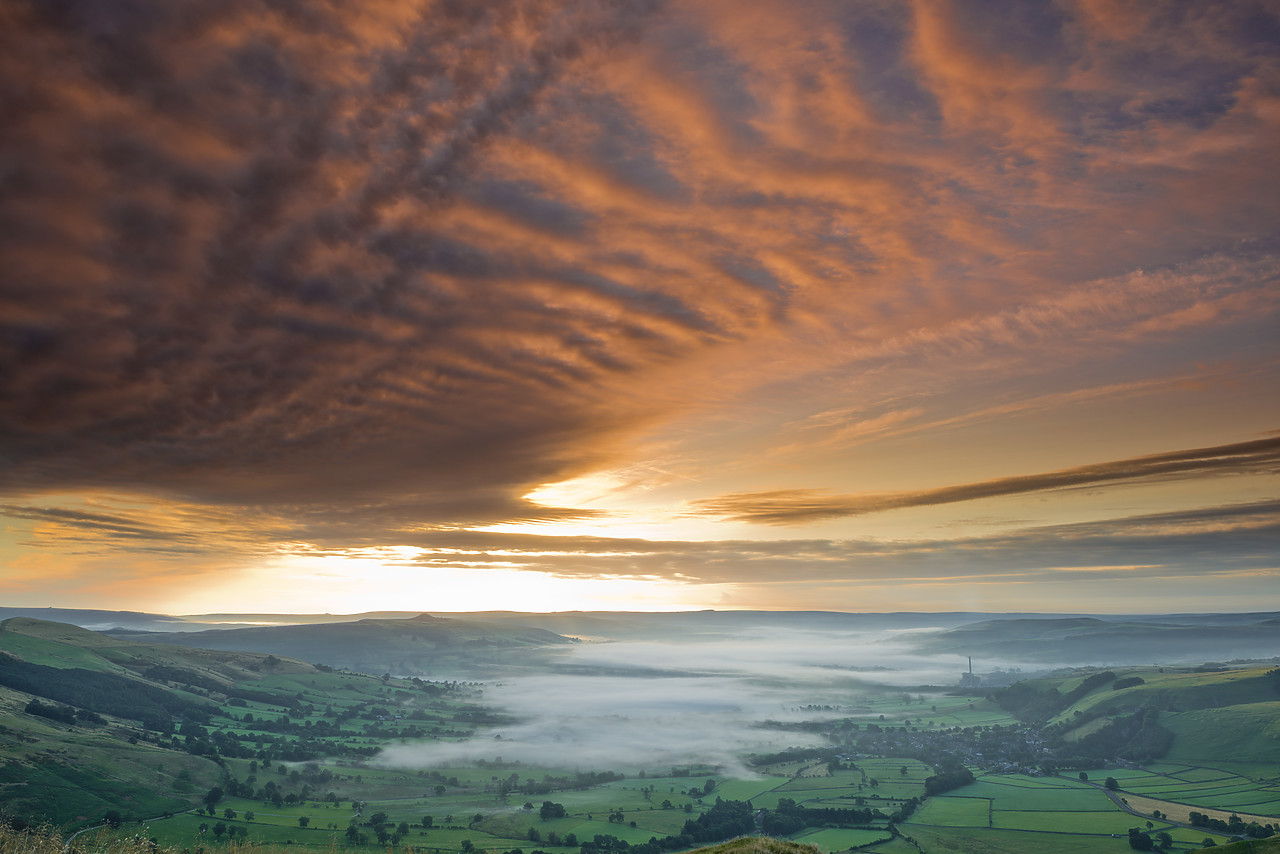 #130330-1 - Sunrise over Hope Valley from Mam Tor, Peak District National Park, Derbyshire, England