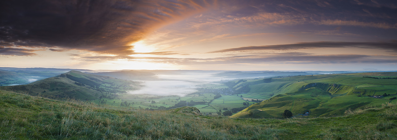 #130331-1 - Sunrise over Hope Valley from Mam Tor, Peak District National Park, Derbyshire, England