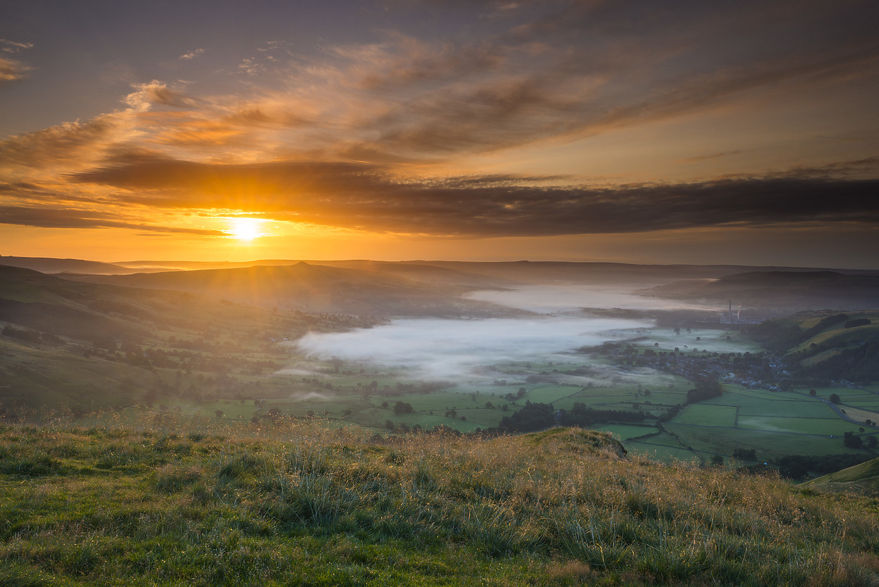 #130332-1 - Sunrise over Hope Valley from Mam Tor, Peak District National Park, Derbyshire, England