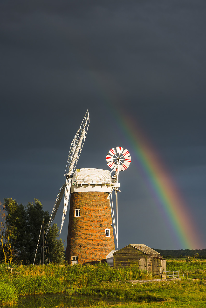#130340-1 - Rainbow over Horsey Mill, Norfolk Broads National Park, Norfolk, England