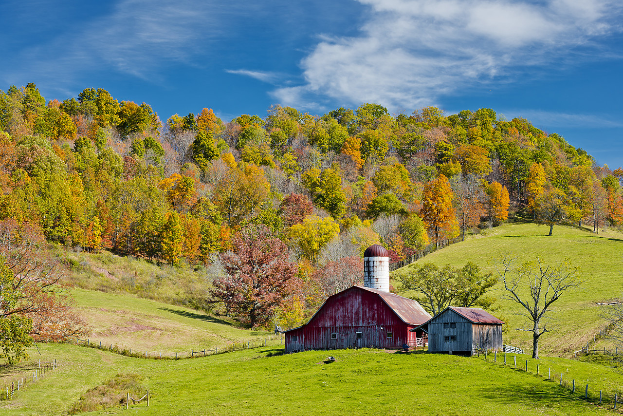 #130365-1 - Red Barn in Autumn, Virginia, USA