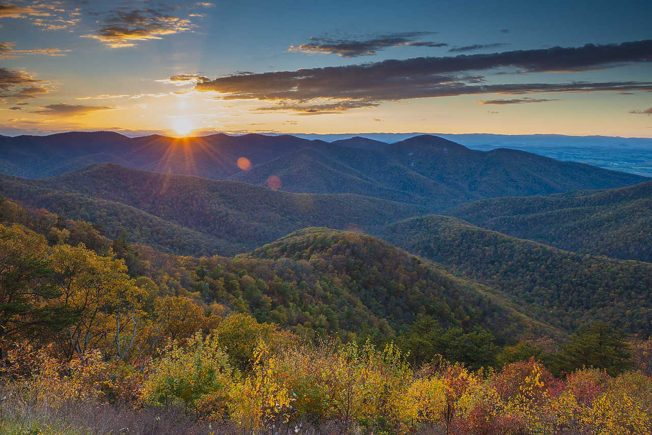#130374-1 - Sunset over Blue Ridge Mountains in Autumn, Shenandoah National Park, Virginia, USA