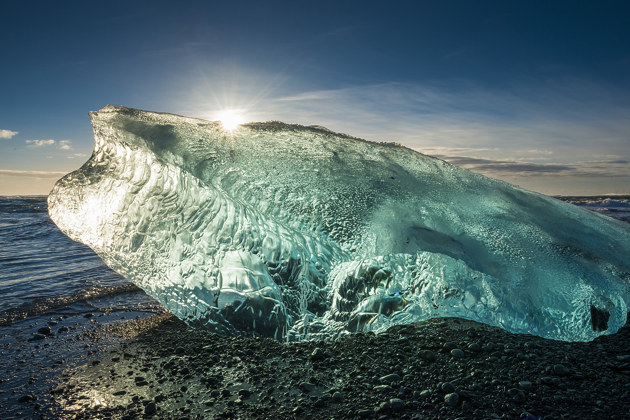 #140017-1 - Glacial Iceberg at Sunrise, Jokulsarlon Beach, Iceland