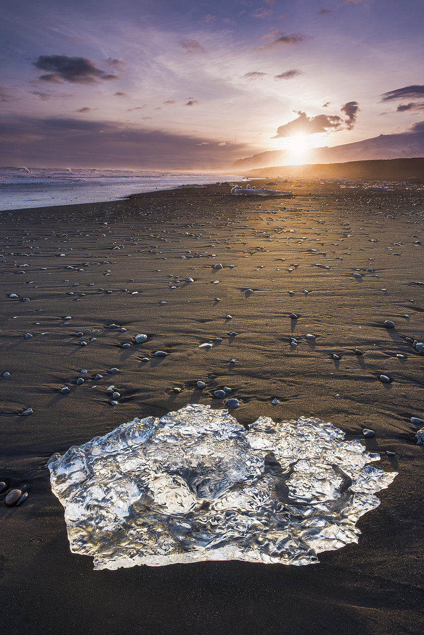 #140021-1 - Glacial Ice on Jokulsarlon Beach at Sunset, Iceland