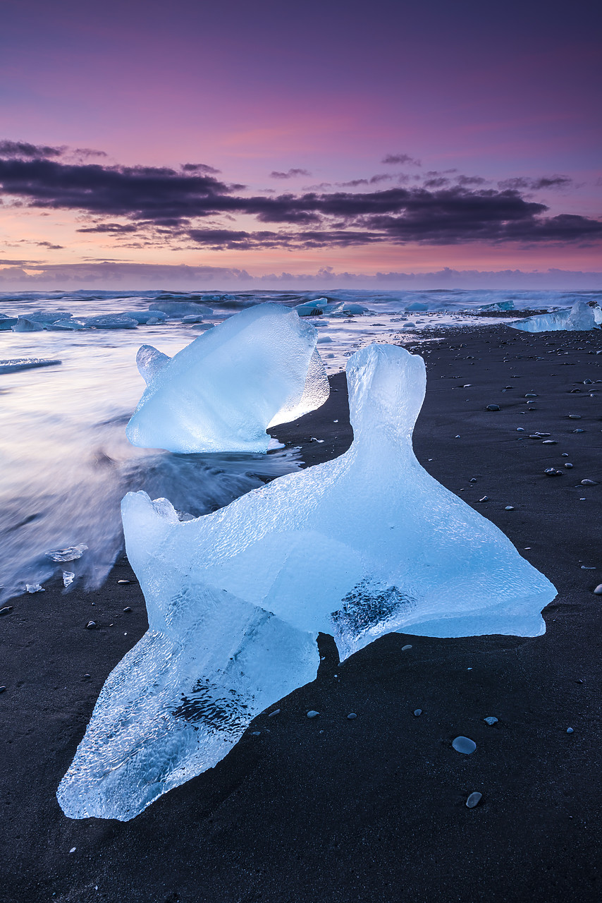 #140022-1 - Glacial Iceberg at Sunrise, Jokulsarlon Beach, Iceland