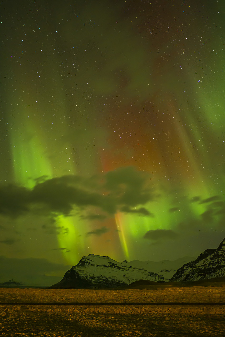 #140029-1 - Aurora Borealis or Northern lights Over Mountains, Iceland