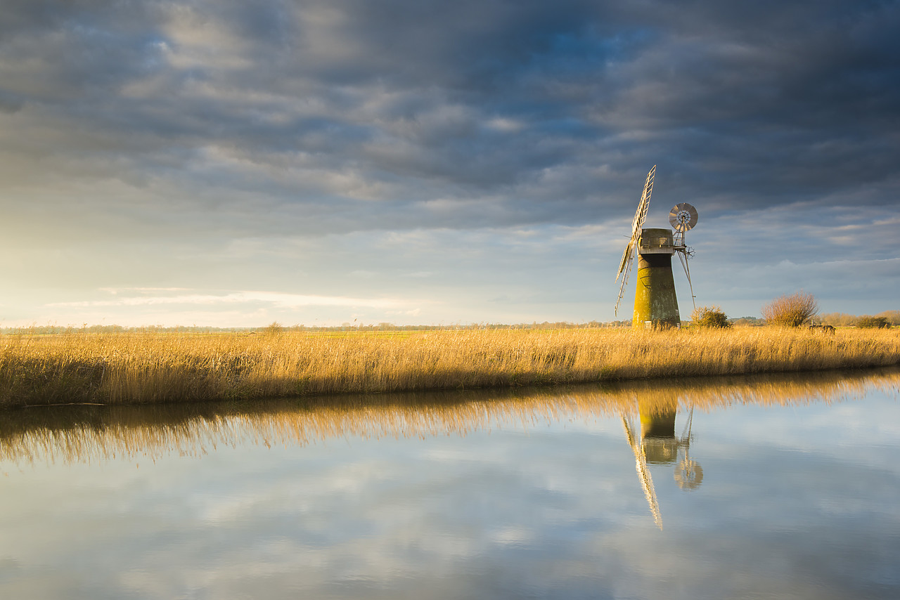 #140057-1 - St. Benet's Windmill Reflecting in River Thurne, Norfolk Broads National Park, Norfolk, England