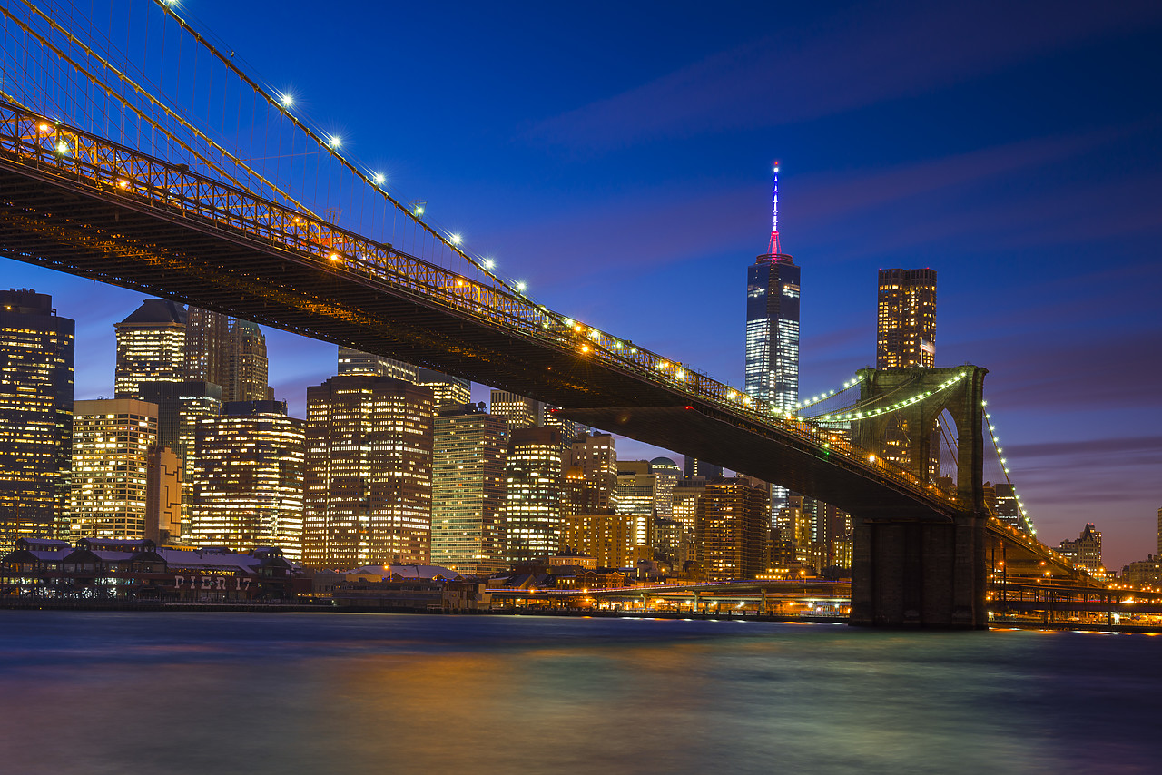 #140073-1 - Brooklyn Bridge at Night, New York, NY, USA