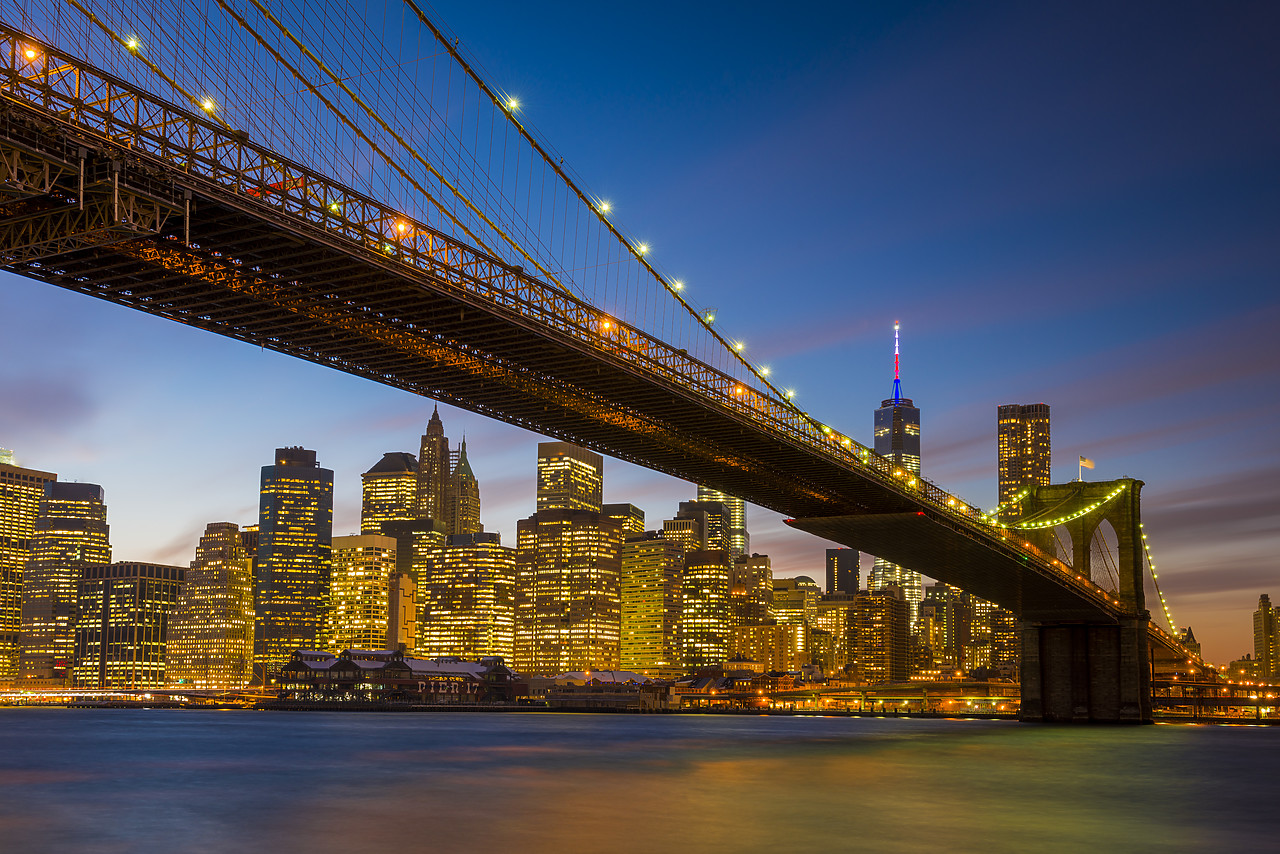 #140074-1 - Brooklyn Bridge at Night, New York, NY, USA