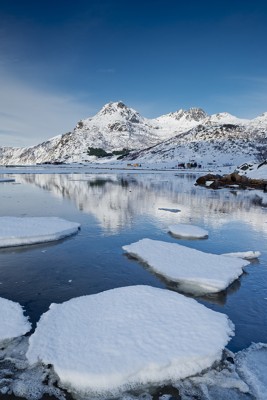 #140085-2 - Flakstadpollen Reflections in Winter, Lofoten Islands, Norway