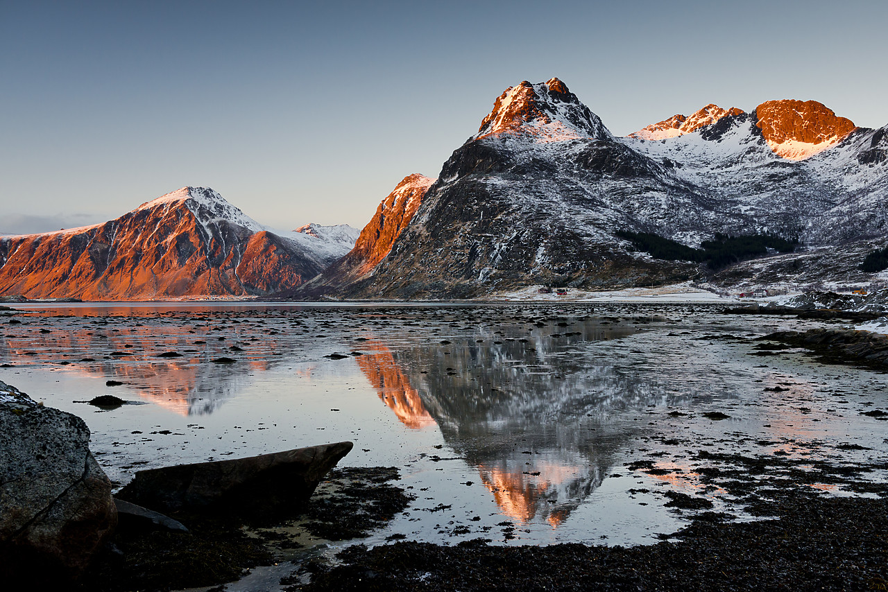 #140112-1 - Blekktinden Reflecting in Flakstadpollen, Lofoten Islands, Norway