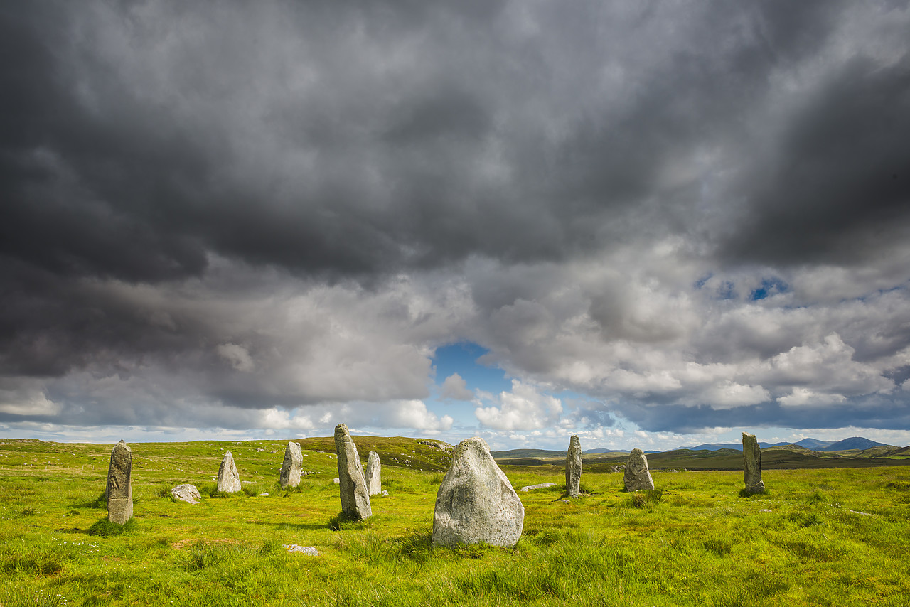 #140191-1 - Cloudscape Over Callanish 3 Standing Stones, Isle of Lewis, Outer Hebrides, Scotland