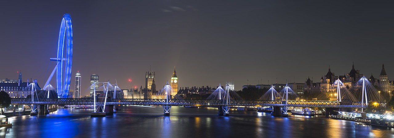 #140230-2 - London Eye and Houses of Parliament at Night, London, England