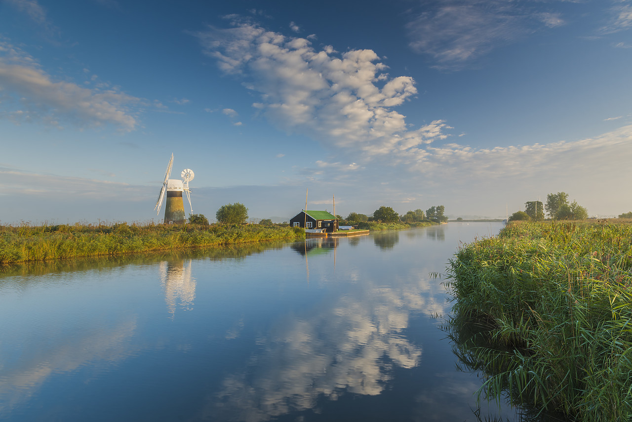#140303-1 - St. Benet's Mill Reflecting in River Thurne, Norfolk, England
