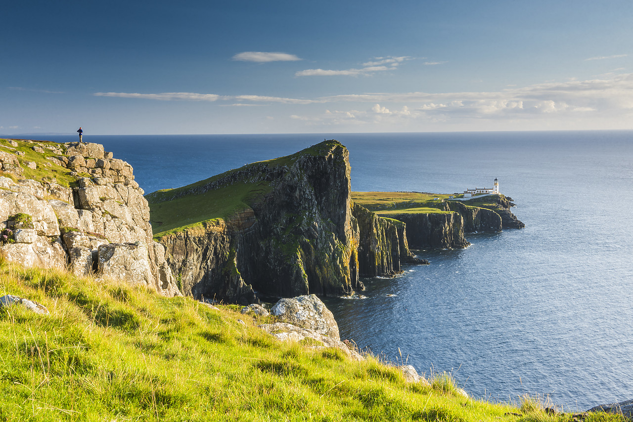 #140321-1 - Person Overlooking Neist Point Lighthouse, Isle of Skye, Scotland