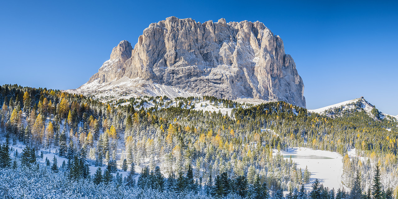 #140391-1 - Sassolungo with Early Autumn Snowfall, Dolomites, South Tyrol, Italy