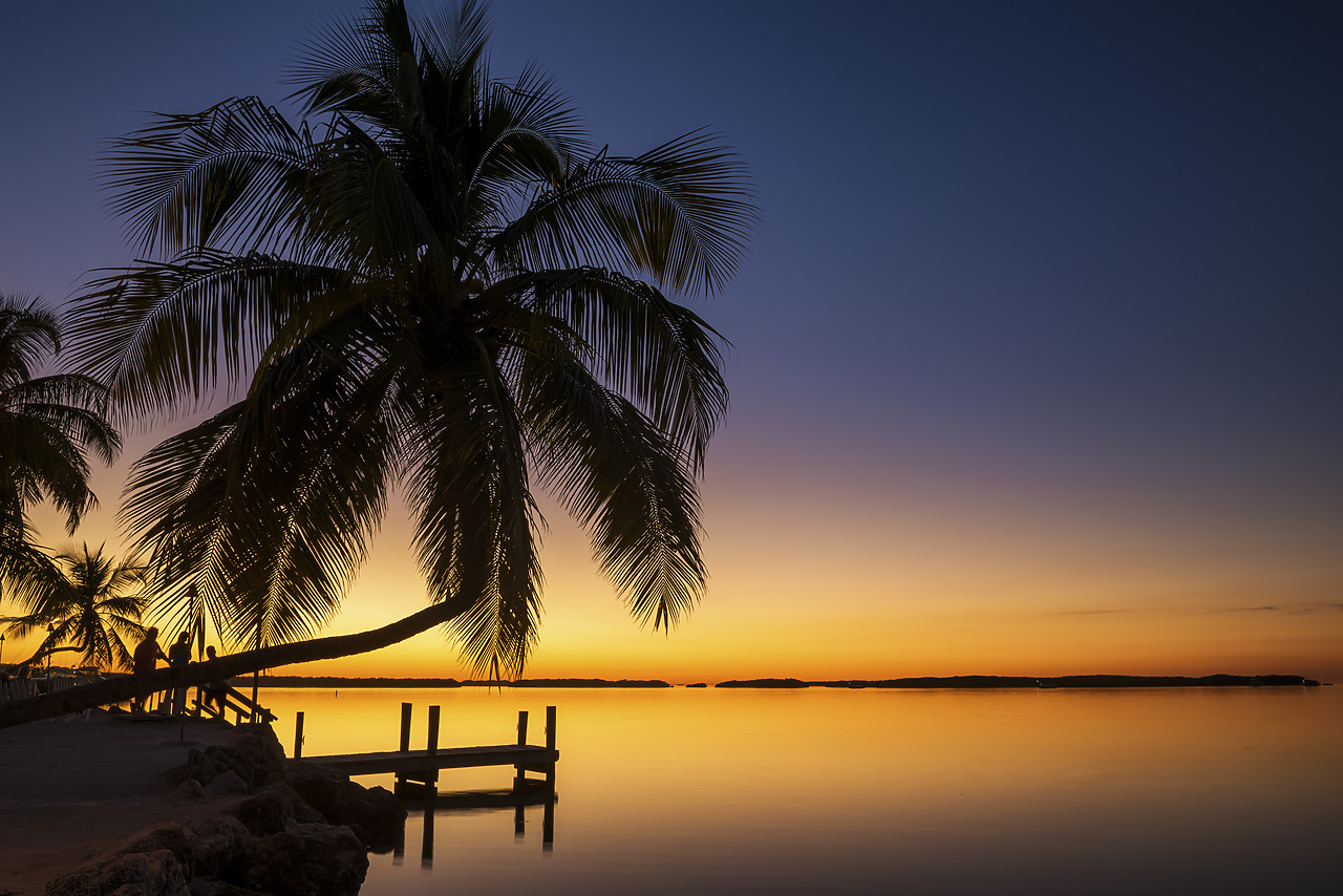 #140501-1 - Palm Trees & Jetty at Sunset, Islamorada, Florida Keys, USA