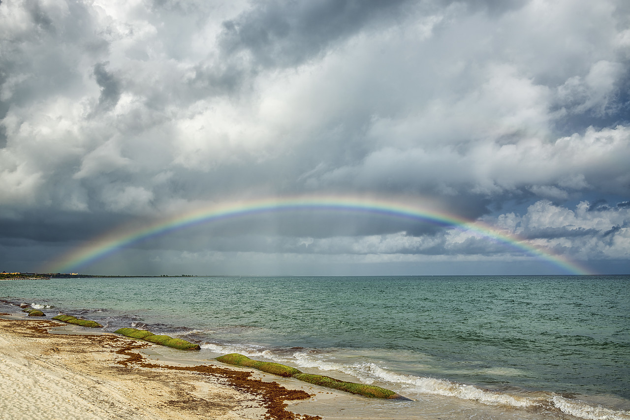 #150013-1 - Rainbow over Coastline, Caribbean Ocean, Mexico