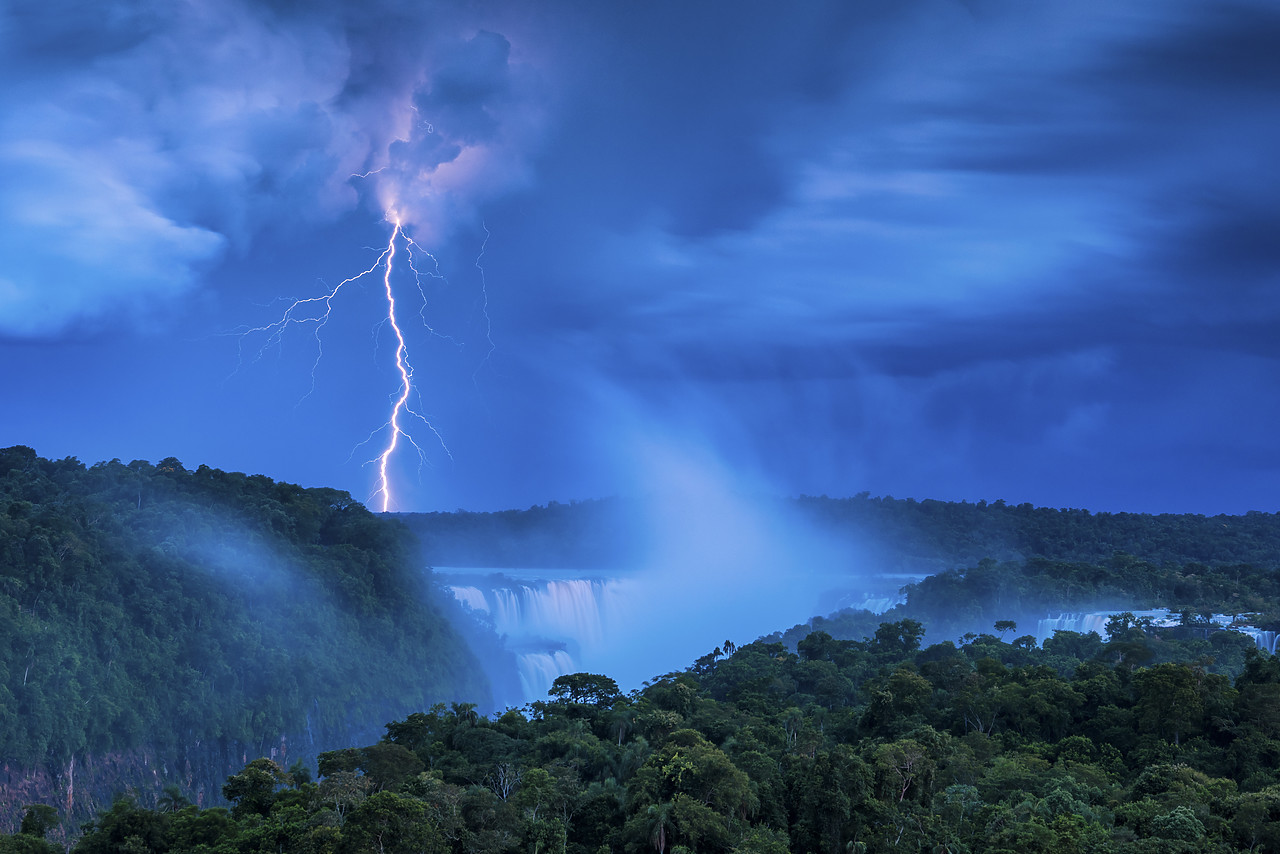 #150056-1 - Lightening Strike over Iguazu Falls, Argentina, South America