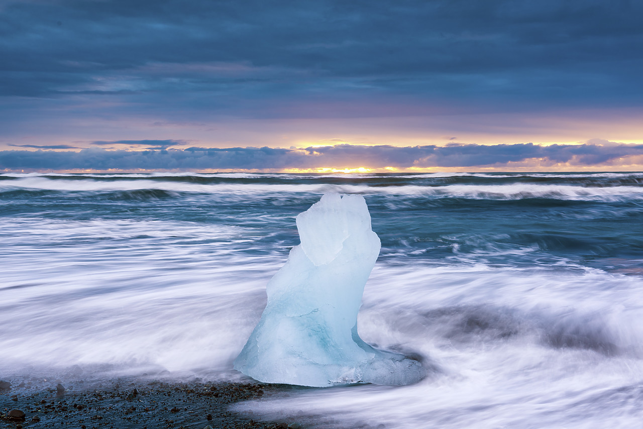 #150071-1 - Waves Around Iceberg, Jokulsarlon Beach, Iceland