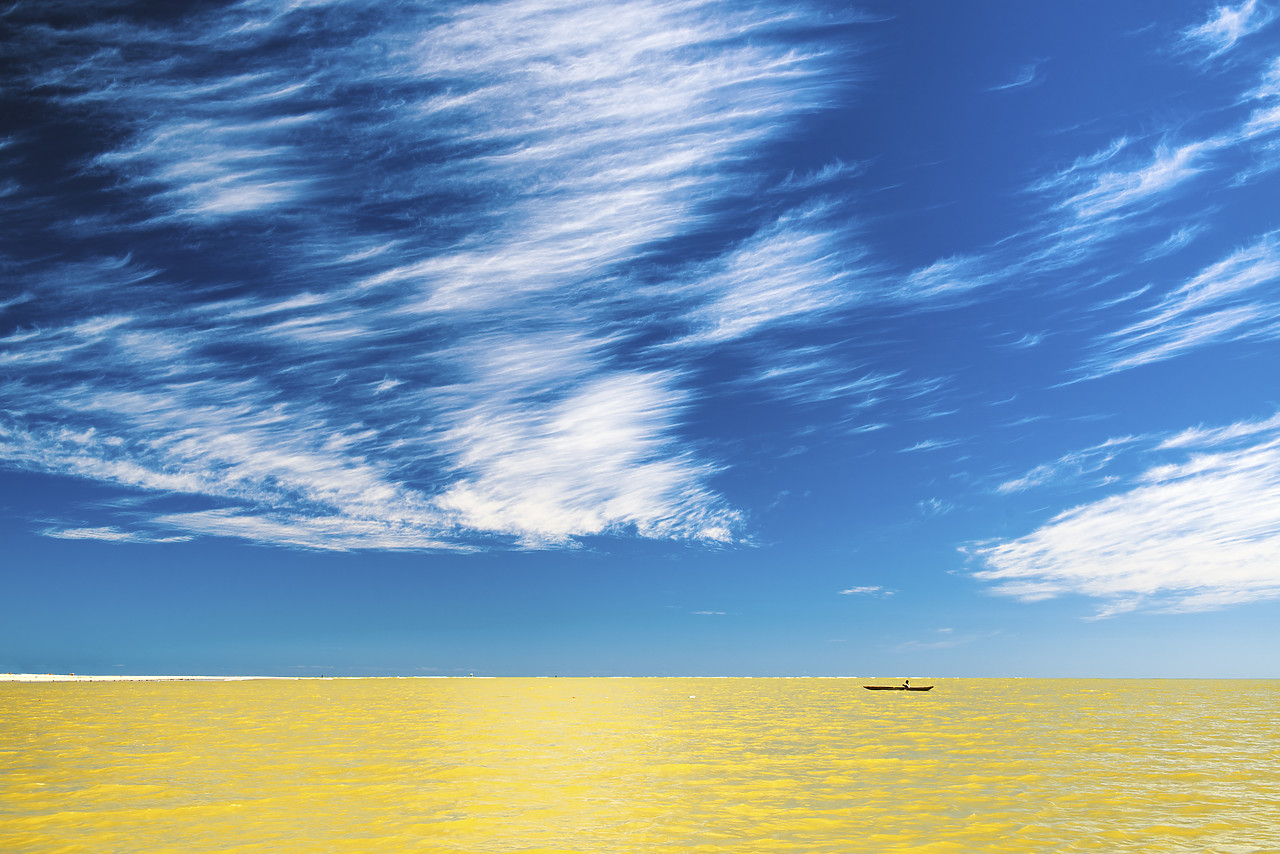 #150211-1 - Cloudscape over Lone Boat, Madgascar