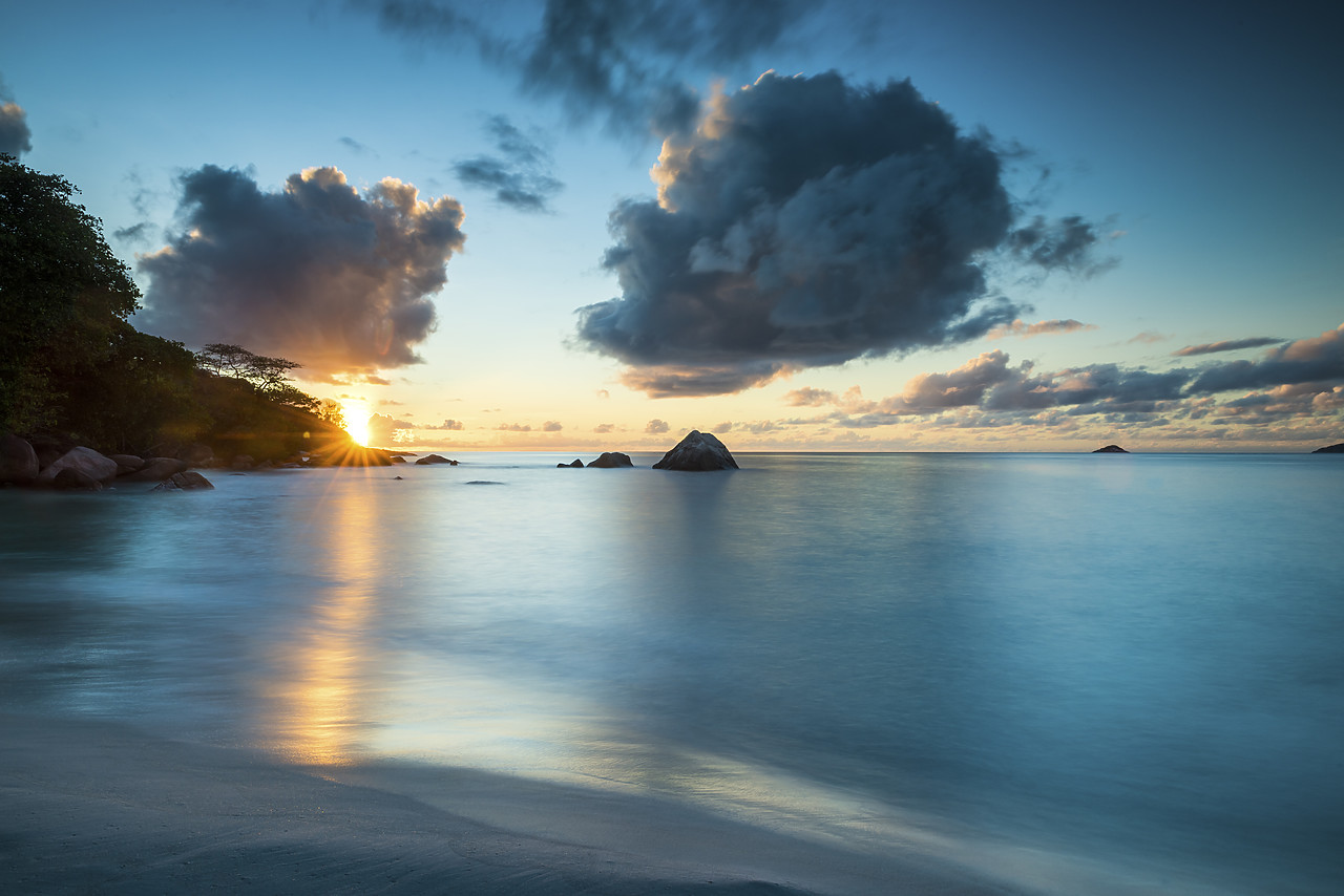 #150226-1 - Sunset at Anse Lazio Beach, Praslin, Seychelles