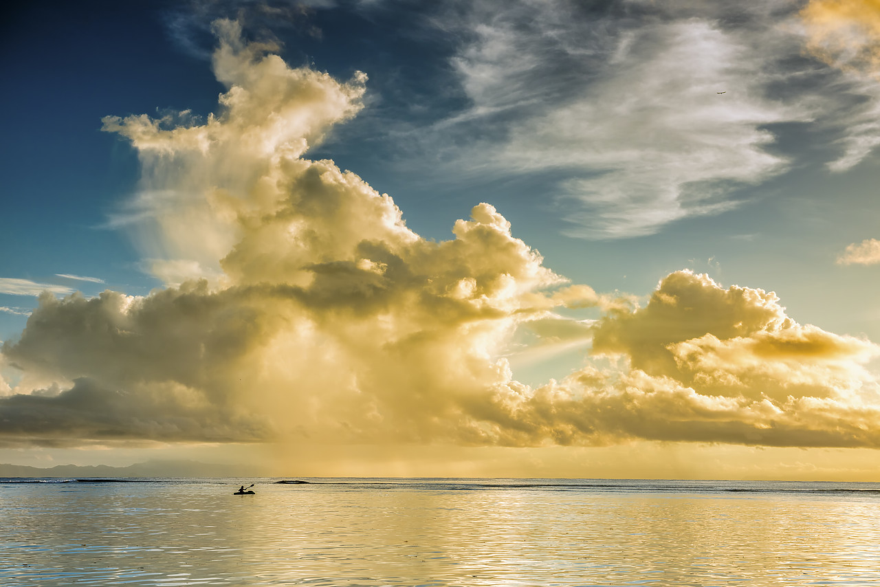 #150239-1 - Cloud Formation over Kayaker, La Digue, Seychelles