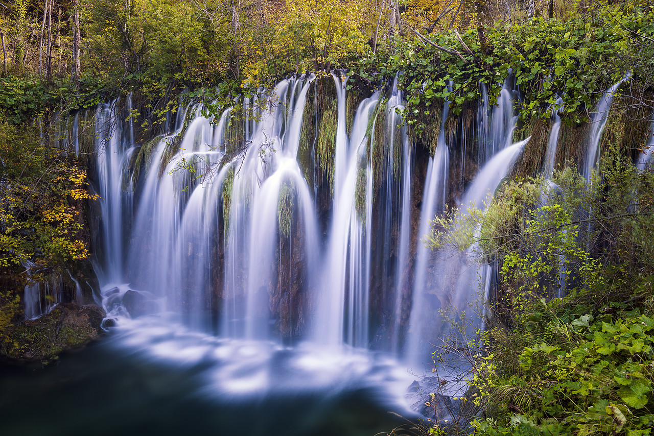 #150490-1 - Cascading Waterfall in Autumn,  Plitvice National Park, Croatia