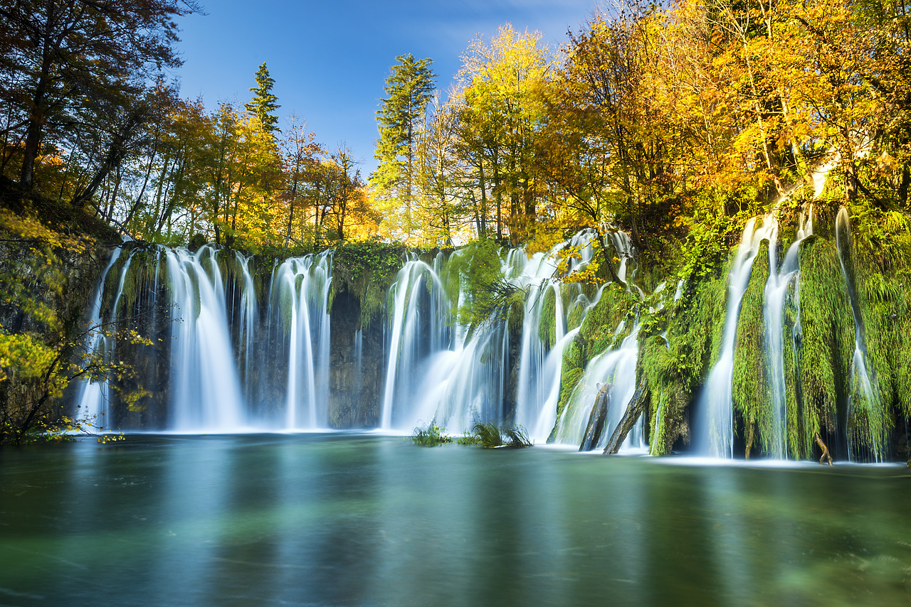 #150494-1 - Cascading Waterfall in Autumn,  Plitvice National Park, Croatia