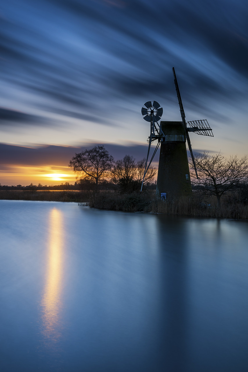 #160006-1 - Sunset at Turf Fen Mill, Norfolk Broads National Park, Norfolk, England