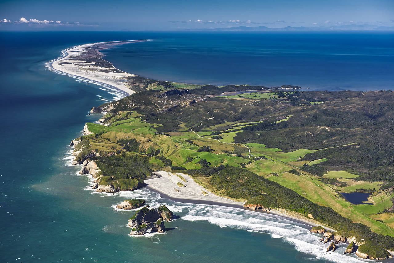 #160167-1 - Aerial of Wharariki Beach & Farewell Spit, New Zealand