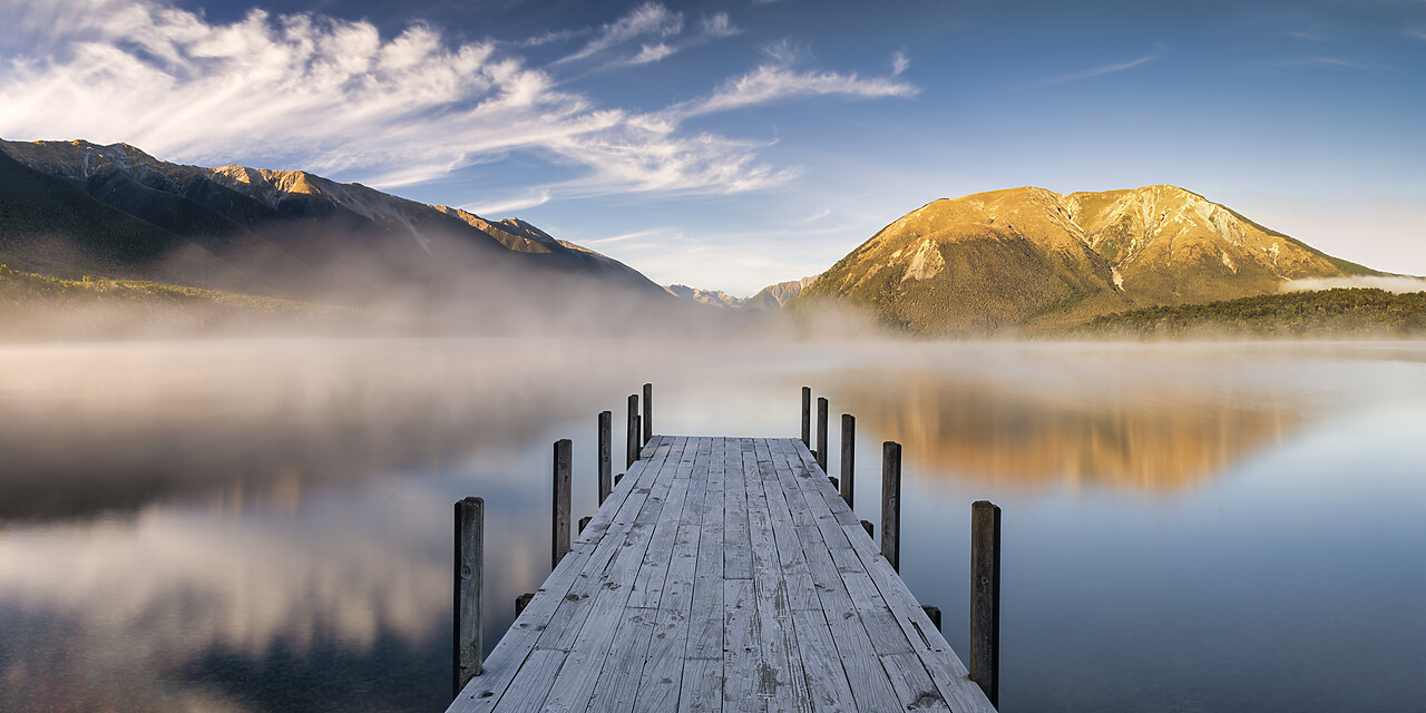 #160173-3 - Jetty in Mist, Lake Rotoiti, New Zealand