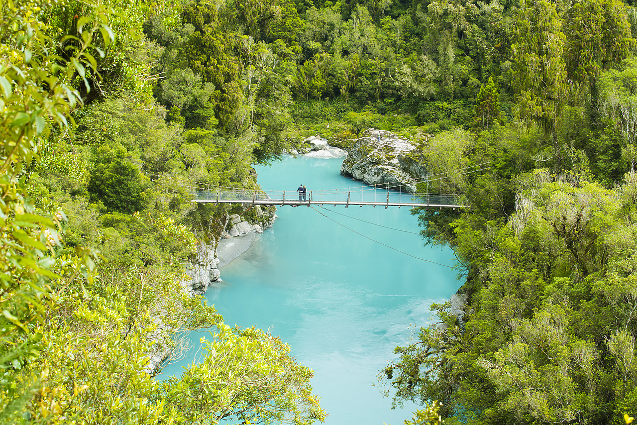 #160182-1 - Couple on Swingbridge over Hokitika Gorge, near Hokitika, New Zealand