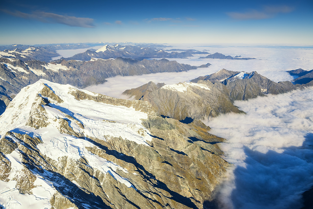 #160245-1 - Low Cloud Below Mt. Cook, New Zealand