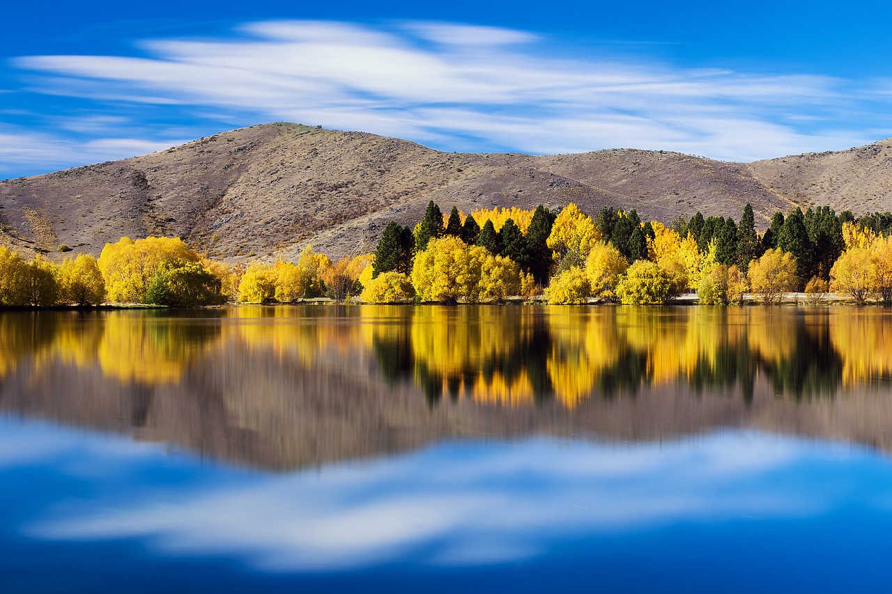 #160261-2 - Wairepo Arm Reflections in Autumn, New Zealand