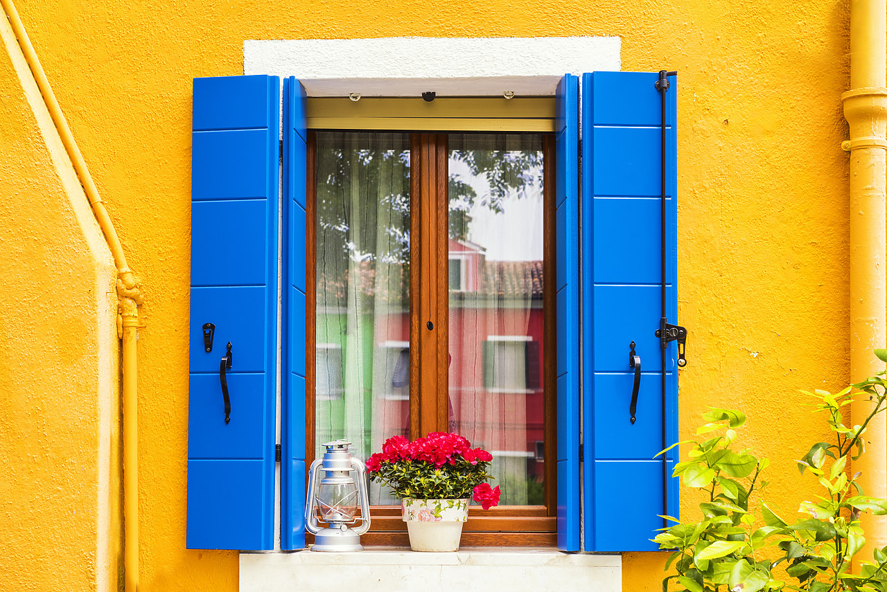 #160325-1 - Blue Shutters & Window, Burano, Venice, Italy