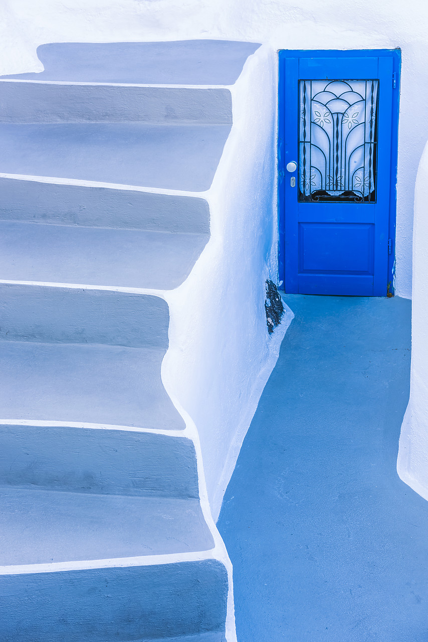 #160440-1 - Blue Door & Steps, Santorini, Cyclades, Greece