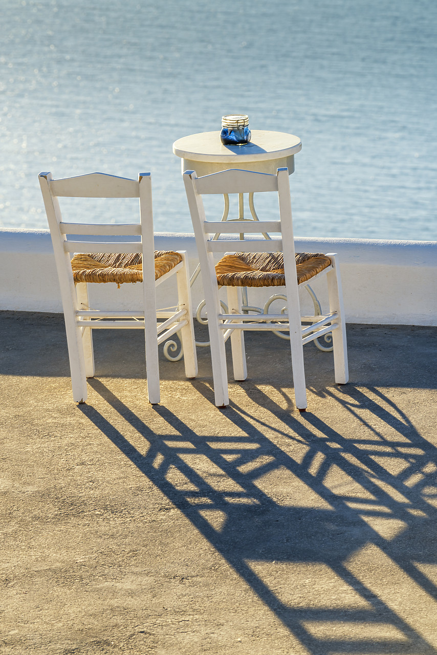 #160445-1 - Chair Shadows, Fira, Santorini, Cyclades, Greece