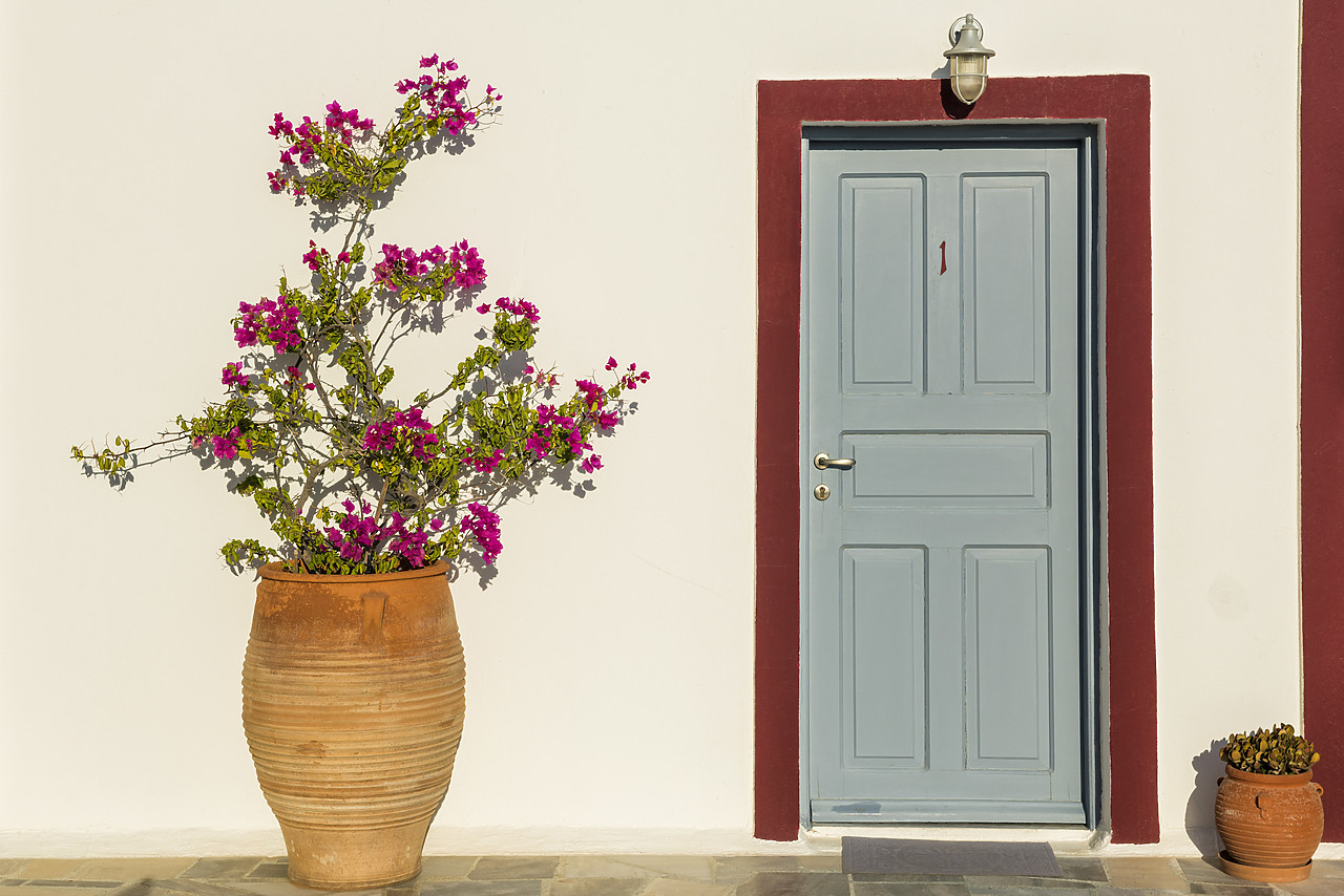 #160451-1 - Door & Flowerpot, Santorini, Cyclades, Greece