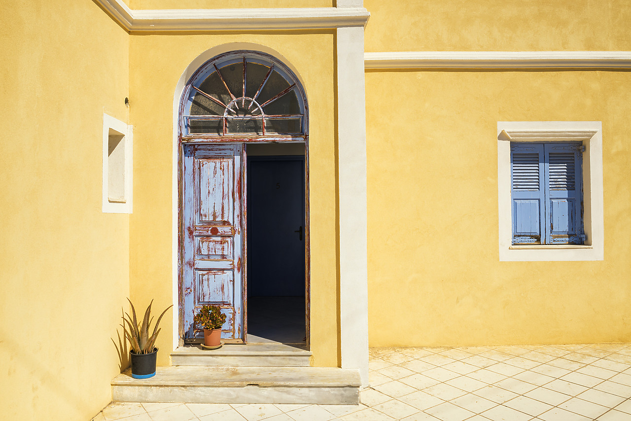 #160453-1 - Blue Door & Window, Santorini, Cyclades, Greece