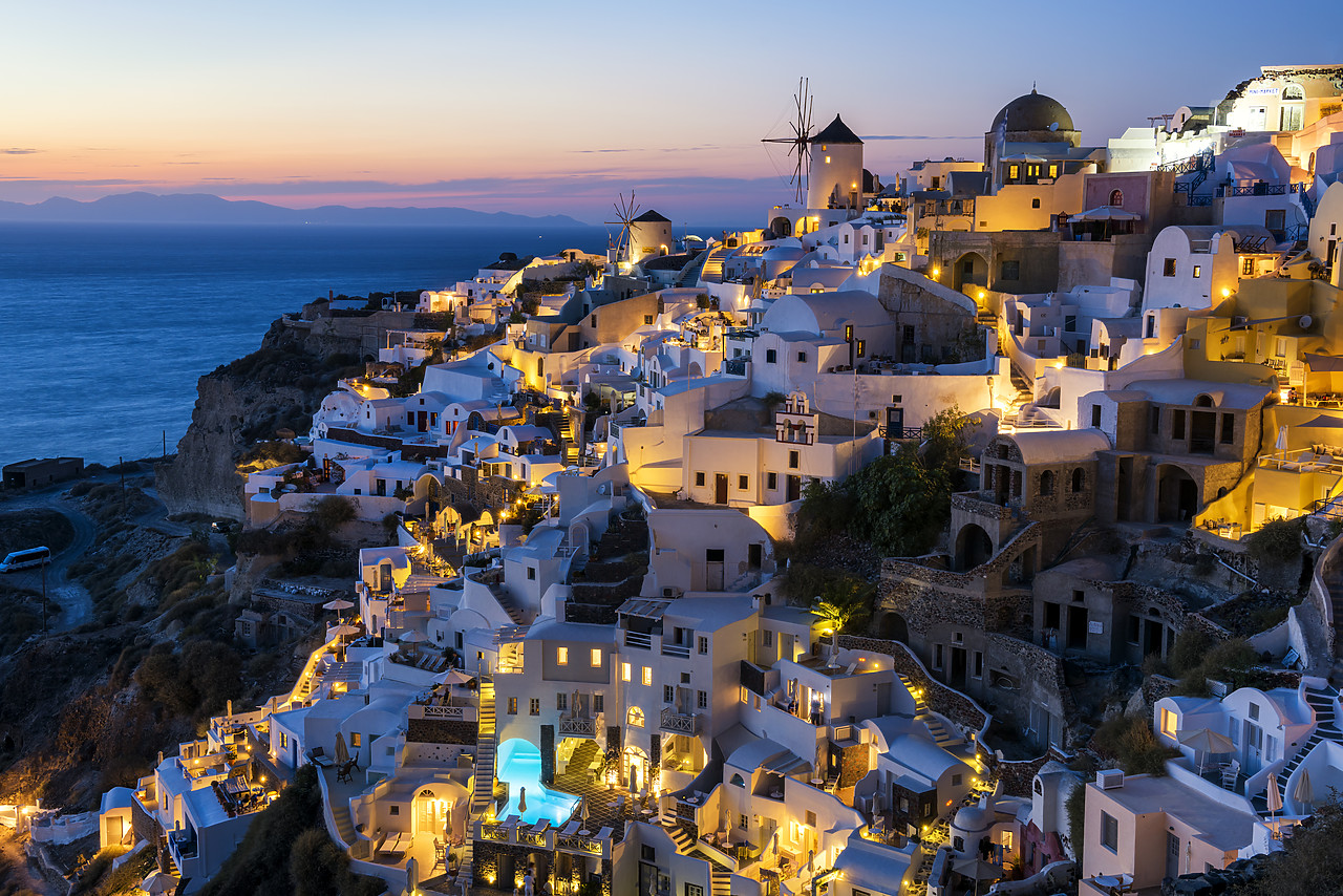 #160462-1 - View over Oia at Night, Santorini, Cyclades, Greece