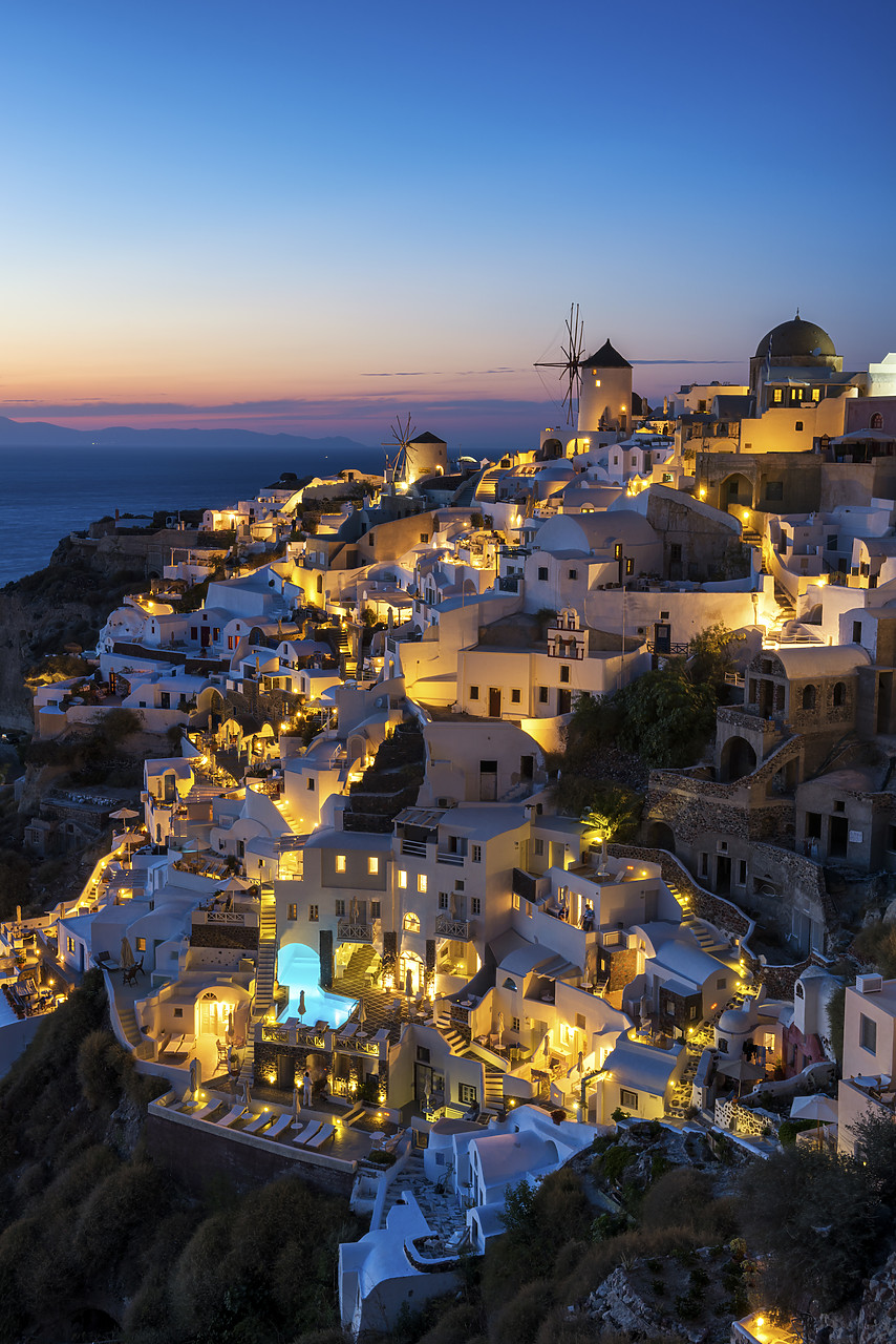 #160462-2 - View over Oia at Night, Santorini, Cyclades, Greece
