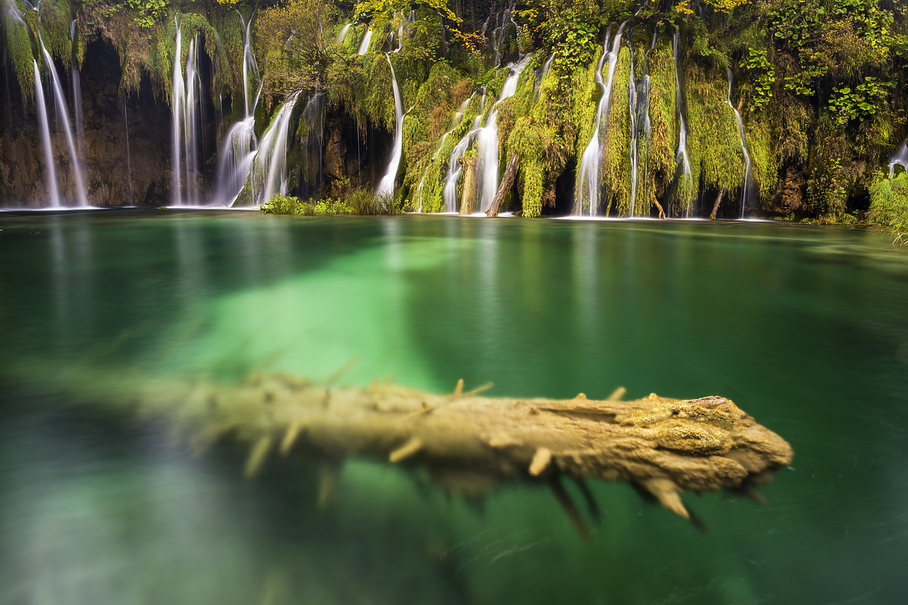 #160465-1 - Waterfall & Submerged Log, Plitvice National Park, Croatia