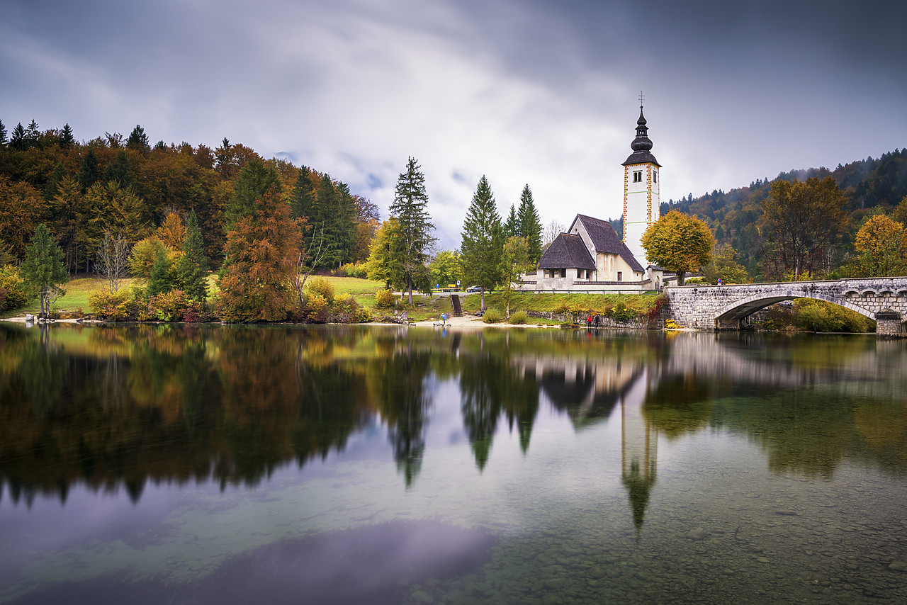 #160479-1 - Church of St. john the Baptist Reflecting in Lake Bohinj, Slovenia
